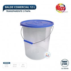 Balde Comercial 12 Lt. Transp. C/Tapa