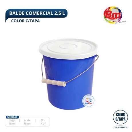 Balde Comercial 2.5 Lt Color C/Tapa