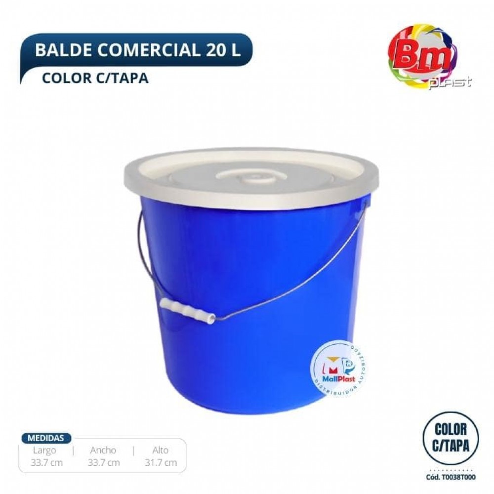 Balde Comercial 20 Lt. Color. C/Tapa