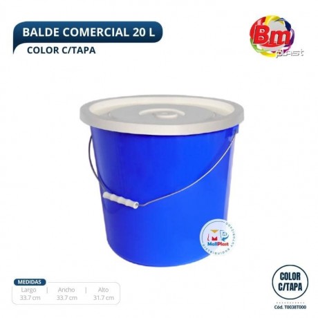 Balde Comercial 20 Lt. Color. C/Tapa