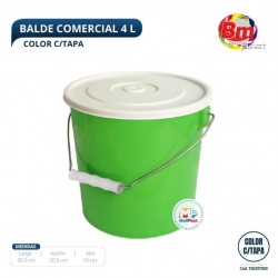 Balde Comercial 4 Lt. Color. C/Tapa