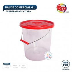 Balde Comercial 6 Lt. Transp. C/Tapa