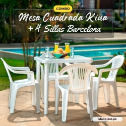 Combo Mesa Kina Cuadrada 73 X 73 + 4 Sillas Barcelona