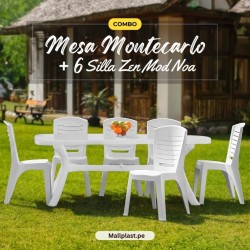 Combo Mesa Rectangular Montecarlo + 6 Sillas Zen Modelo Noa