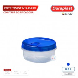 Pote Twist 0.8 L Con Tapa Duraplast