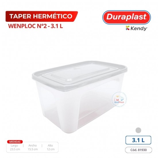 Taper Hermetico wenploc 3,1 L Duraplast