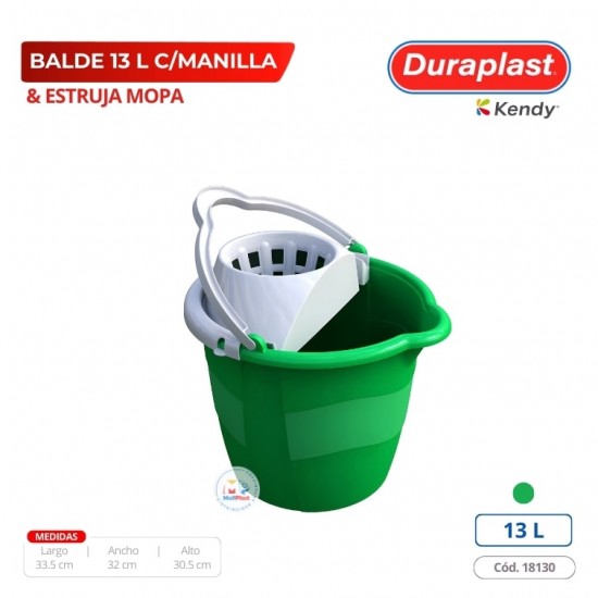 Balde 13 L Con Asa y Estruja Mopa Duraplast