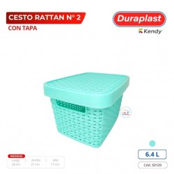 Cesto Rattan N 2 Con Tapa Duraplast