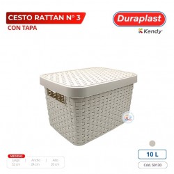 Cesto Rattan N 3 Con Tapa Duraplast