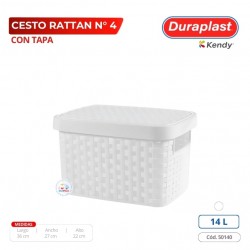 Cesto Rattan N 4 Con Tapa Duraplast