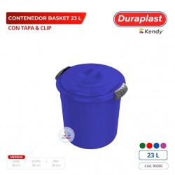 Tacho Basket 23 L C/Tapa & Clip Duraplast