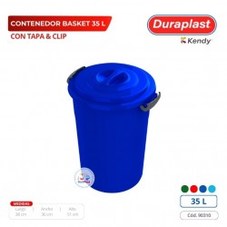 Tacho Basket 35 L C/Tapa & Clip Duraplast