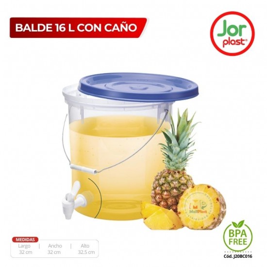 Balde 16 Lt Transparente Con Caño