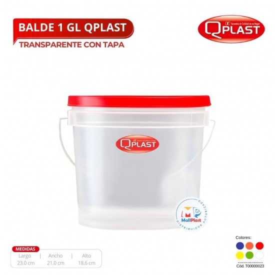 Balde 1 Gl Transp.Con Tapa Color