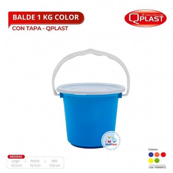 Balde 1Kg. Color Con Tapa