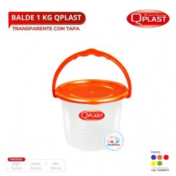 Balde 1Kg. Transp.Con Tapa Color