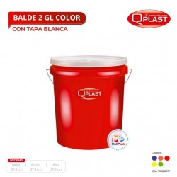 Balde 2 Gl Color Con Tapa Color