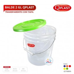 Balde 2 Gl Transp. Con Tapa Color