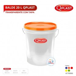 Balde 20 L Transp. Con Tapa Color