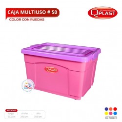 Caja Multiuso Con Ruedas Con Tapa Color