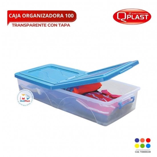 Caja Org. Movil Transp.# 100 C/Tapa Doble Color