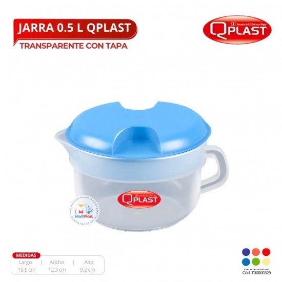 Jarra 1/2 Litro Transparente Con Tapa