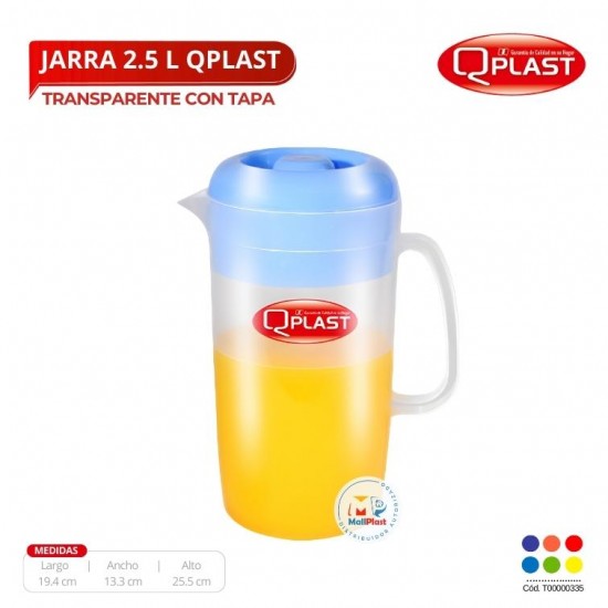 Jarra 2.5 L Transp Con Tapa Color