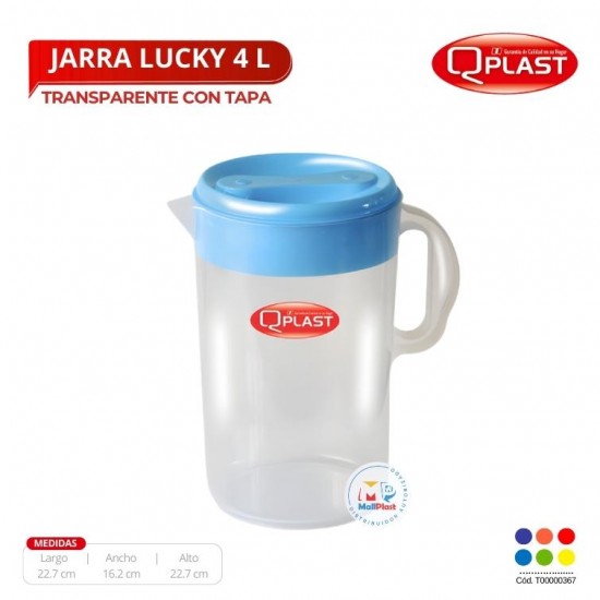 Jarra 4 L Lucky Transp Con Tapa Color