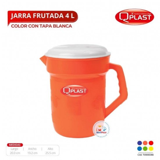 Jarra Frutada 4 L Color Con Tapa