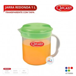 Jarra Redonda 1 L Transp.Con Tapa Color