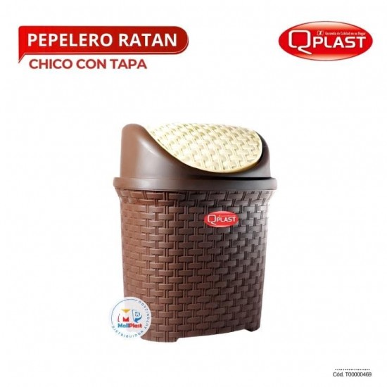 Papelero Ratan Chico Con Tapa