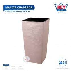 MACETA CUADRADA ESTILO PIEDRA 40X40X76 CM