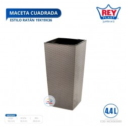 MACETA CUADRADA ESTILO RATAN 19X19X36 CM