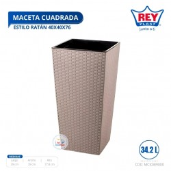 MACETA CUADRADA ESTILO RATAN 40X40X76 CM