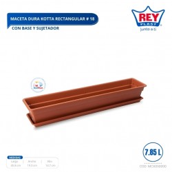 MACETA DURA KOTTA RECTANGULAR # 18 C/ BASE Y SUJETADOR