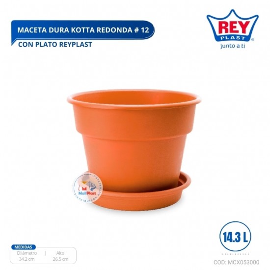 MACETA DURA KOTTA REDONDA # 12 C/ PLATO