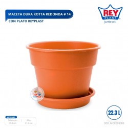 MACETA DURA KOTTA REDONDA # 14 C/ PLATO