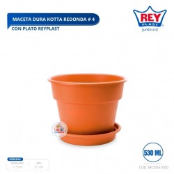 MACETA DURA KOTTA REDONDA # 4 C/ PLATO