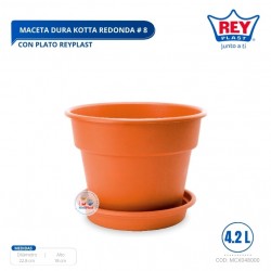 MACETA DURA KOTTA REDONDA # 8 C/ PLATO