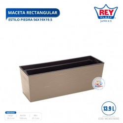 MACETA RECTANGULAR ESTILO PIEDRA 56X19X19.5 CM