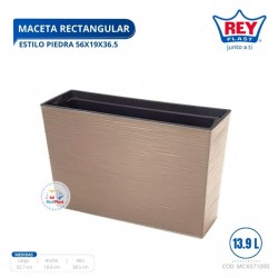 MACETA RECTANGULAR ESTILO PIEDRA 56X19X36.5 CM