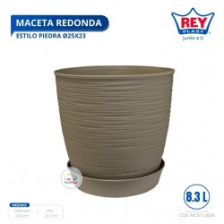 MACETA REDONDA ESTILO PIEDRA Ø25X23 CM