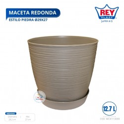 MACETA REDONDA ESTILO PIEDRA Ø29X27 CM