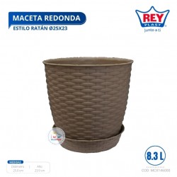 MACETA REDONDA ESTILO RATAN Ø25X23 CM