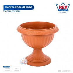 MACETA ROSA GRANDE CON PEDESTAL