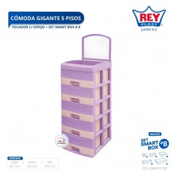 COMODA GIGANTE 5 PISOS TOCADOR C/ ESPEJO + SET SMART BOX #8