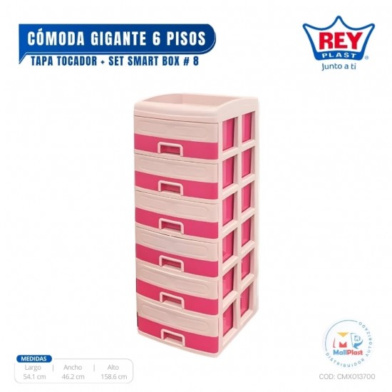 COMODA GIGANTE 6 PISOS TOCADOR + SET SMART BOX #8