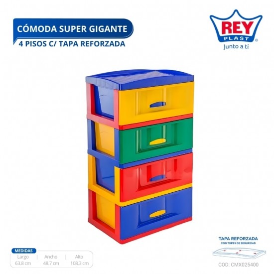 COMODA SUPER GIGANTE 4 PISOS C/ TAPA REFORZADA