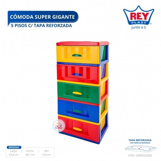 COMODA SUPER GIGANTE 5 PISOS C/ TAPA REFORZADA