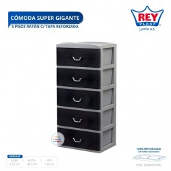 COMODA SUPER GIGANTE 5 PISOS RATAN C/ TAPA REFORZADA